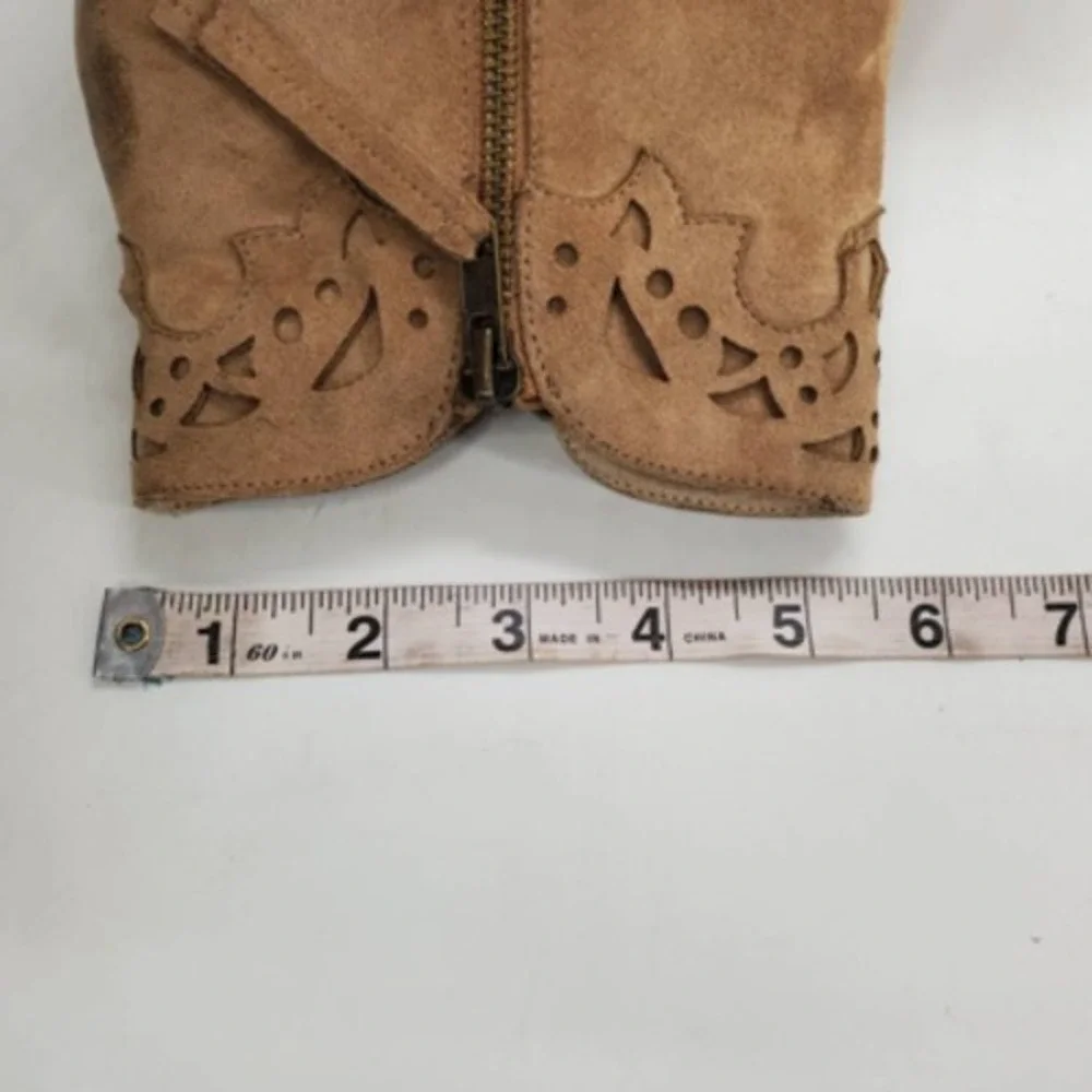 Not Rated Womens Ankle Boots Booties Brown Stacked Heels Side Zip Cutout 6.5